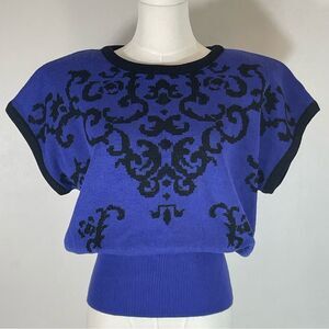 Carole Little for Saint Tropez West Vintage Purple & Black Wool Blend Sweater S